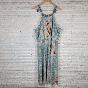 Lily by Firmiana Womens Dress 1XL Plus Maxi Sheath Blue Floral Slip FLO101E